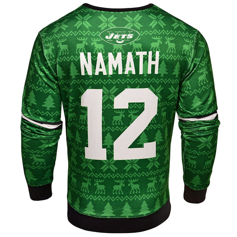 NFL Men's New York Jets Joe Namath #12 Retired Player Ugly Sweater