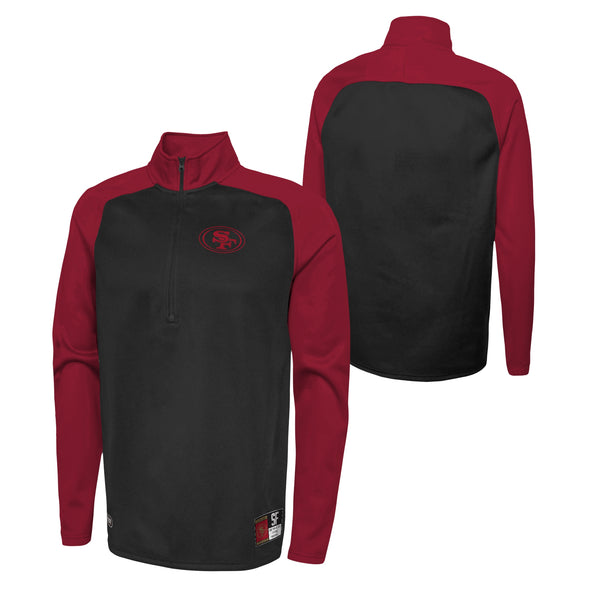 Outerstuff NFL Men's San Francisco 49ers O-Line Performance 1/4 Zip Fleece Top