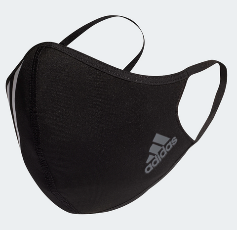 Adidas Unisex Adult Face Cover, 3-Stripes, Black/White/Solid Gray