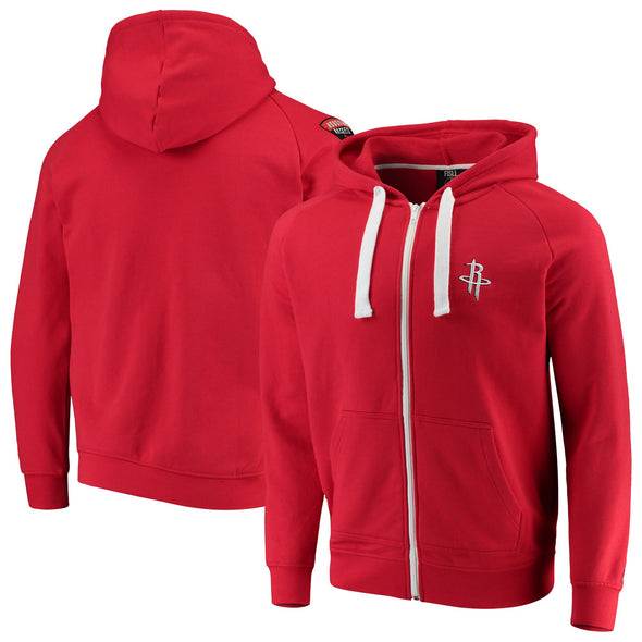 FISLL NBA Basketball Mens Houston Rockets Patches Full Zip Hoodie