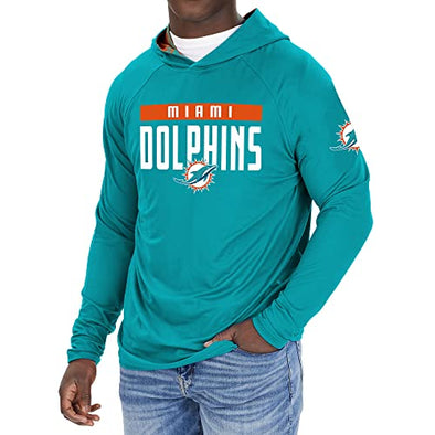 Zubaz NFL Men's Miami Dolphins Solid Team Hoodie With Camo Lined Hood