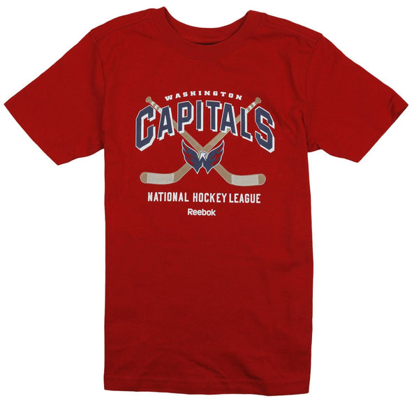 Reebok NHL Youth Boys Washington Capitals Short Sleeve Team Tee T-Shirt, Red