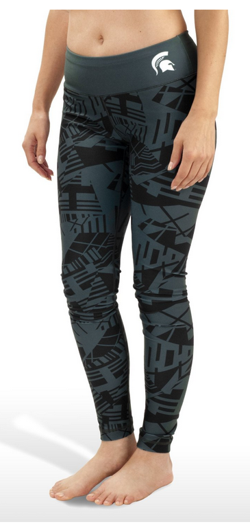 NCAA Women's Michigan State Spartans Geometric Print Leggings, Green