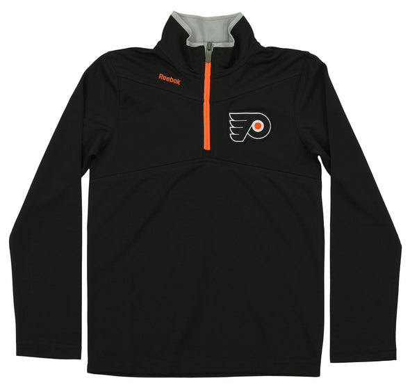Reebok NHL Youth Philadelphia Flyers Long Sleeve 1/4 Zip Top, Black