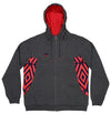 Umbro Men's Full Zip Diamond Fleece Hoodie, Dark Grey Heather/Navy/Red