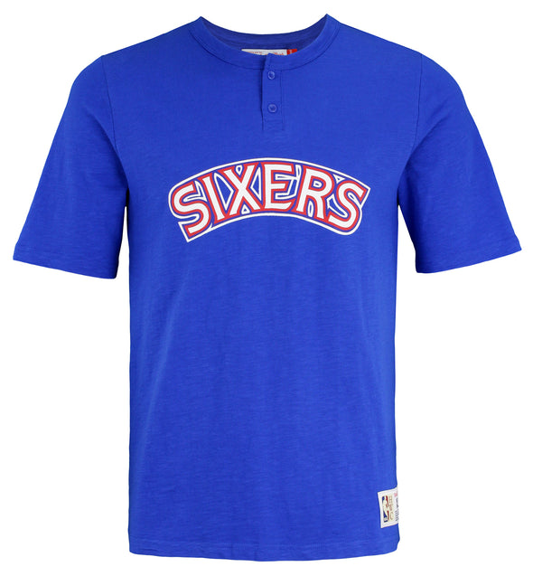 Mitchell & Ness NBA Youth Philadelphia 76ers Slub Knit Henley Top, Blue