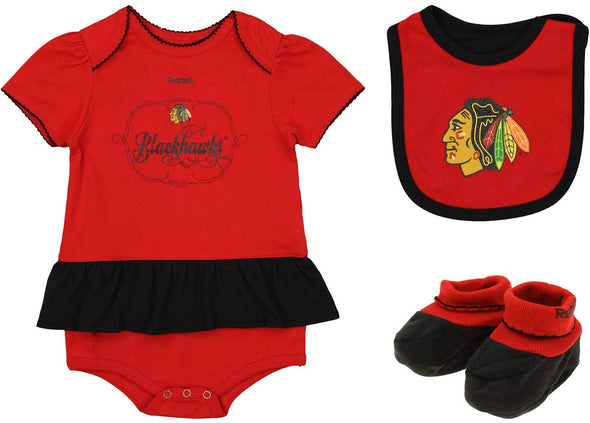 Reebok NHL Infant Girls Chicago Blackhawks Bib Bootie Set, Red