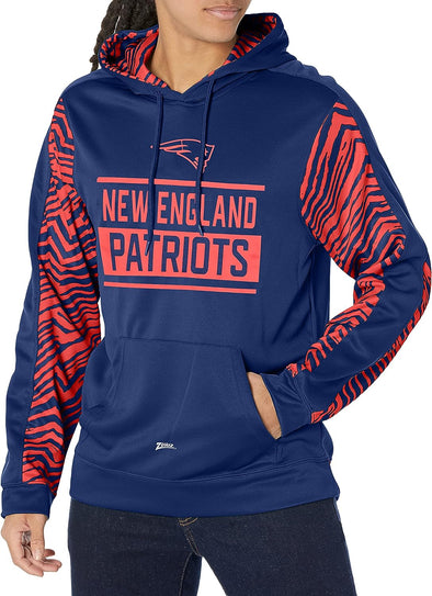 Zubaz NFL Men's New England Patriots Team Color with Zebra Accents Pullover Hoodie