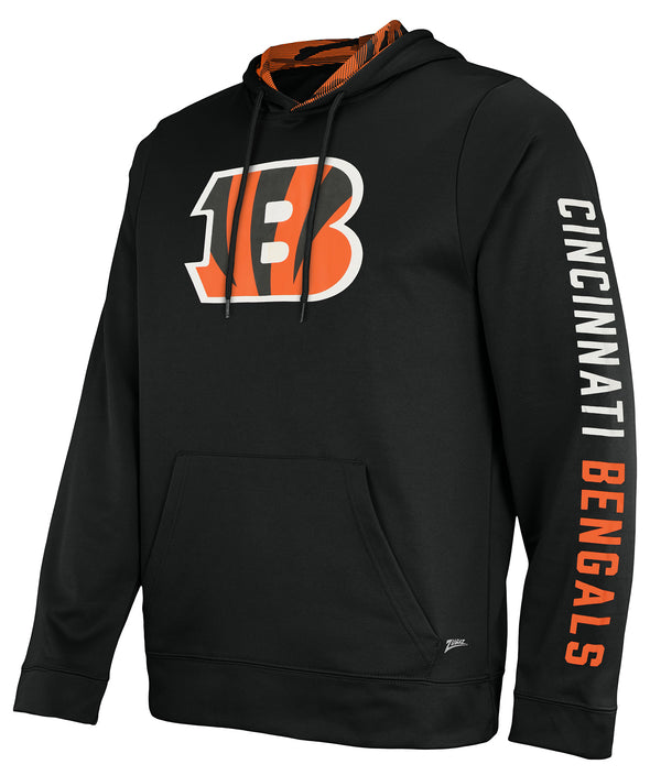 Zubaz NFL Men's Cincinnati Bengals Solid Team Hoodie with Camo Lined Hood