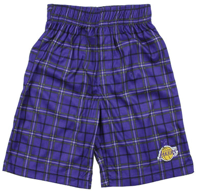 NBA Basketball Kids Los Angeles Lakers Plaid Pajama Boxer Shorts - Purple