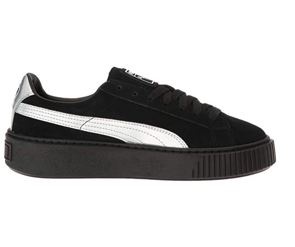 PUMA Women's Basket Platform Explosive Fashion Sneaker, Black