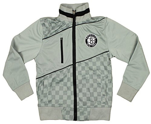 Zipway NBA Basketball Youth Brooklyn Nets Checkered Track Jacket, Grey