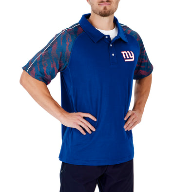 Zubaz NFL Men's New York Giants Elevated Field Polo W/ Viper Print Accent