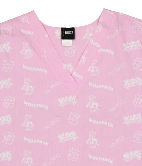 Fabrique Innovations NCAA Unisex Nc State Wolfpack Breast Cancer Awarness Team Logo Scrub Top, X-Large