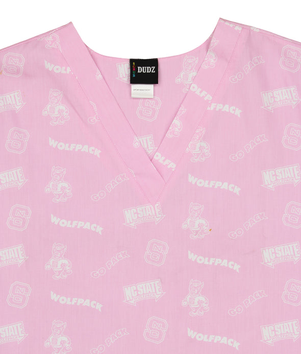 Fabrique Innovations NCAA Unisex Nc State Wolfpack Breast Cancer Awarness Team Logo Scrub Top, X-Large
