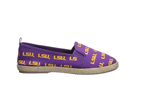 FOCO NCAA Women's LSU Tigers Espadrille Canvas Slip On Shoe