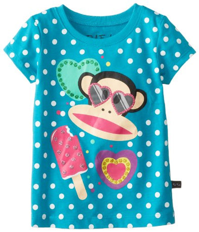 Paul Frank Little Girl's Kids Julius Popsicle Polkadott Tee T-Shirt, Turquoise