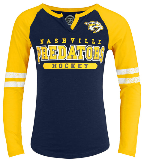 Outerstuff NHL Youth Girls (4-14) Nashville Predators Long Sleeve Slub Top