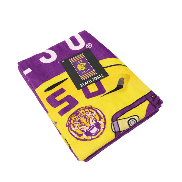 Northwest NCAA Lsu Tigers "Stripes" Beach Towel, 30" x 60"
