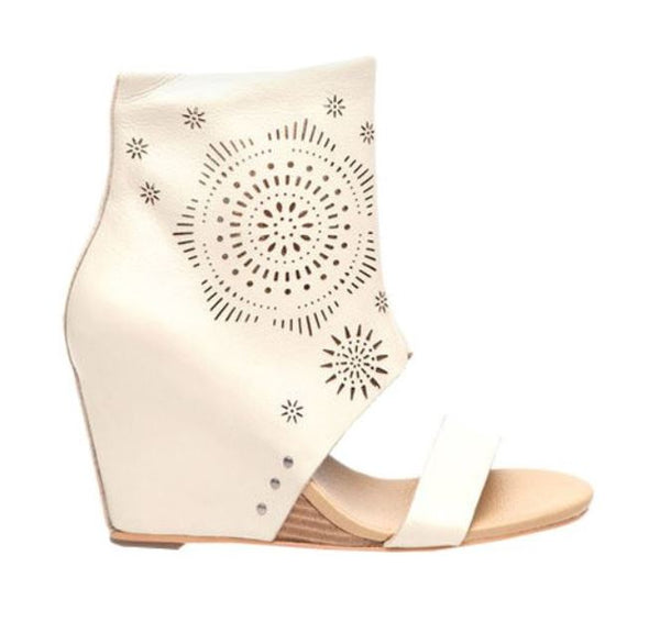 Koolaburra Women's Perone Laser Wedge Sandals Heels - Stone White