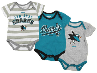 Reebok NHL Infant San Jose Sharks 3 Pack Bodysuit Creeper Set