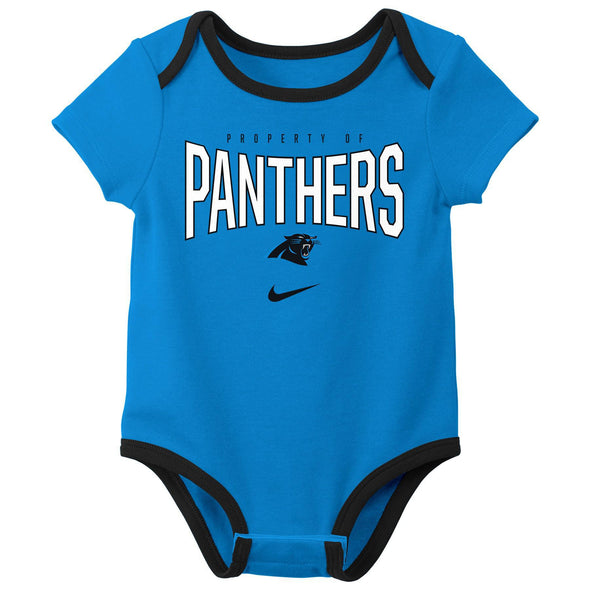 Nike NFL Infant Newborn Carolina Panthers Nostalgic Icon Creeper 3-Pack Set