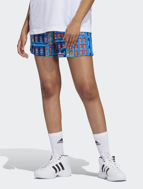Adidas Women's Hoop York City Mesh Shorts, Multicolor