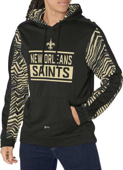 Zubaz NFL Men's New Orleans Saints Team Color with Zebra Accents Pullover Hoodie