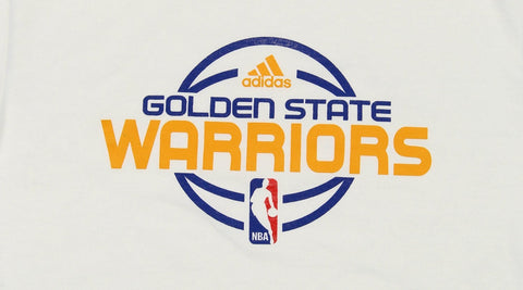 Adidas NBA Men's Golden State Warriors Athletic Basic Graphic Long Sleeve Tee, White