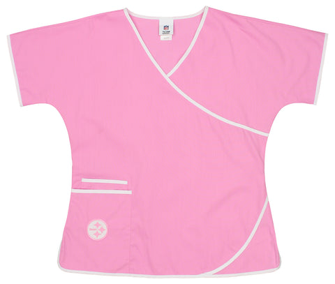 Fabrique Innovations NFL Women's Pittsburgh Steelers Breast Cancer Awareness Scrub Top