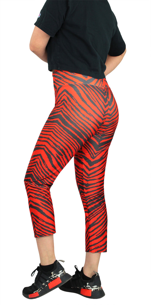 Zubaz NFL Women's Cleveland Browns 2 Color Zebra Print Capri Legging