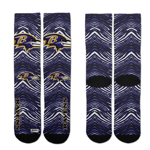 Zubaz By For Bare Feet NFL Adults Unisex Baltimore Ravens Zubified Dress Socks, Large