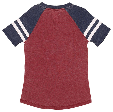 Outerstuff NBA Youth Girls Cleveland Cavaliers Short Sleeve Striped Tee, Faded Wine