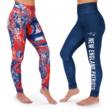 Zubaz NFL Women's New England Patriots Swirl & Skin Fade 2 Pack Leggings