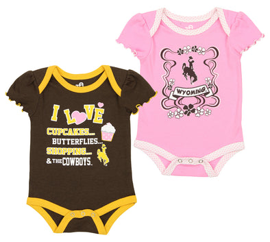 Outerstuff NCAA Infant Girls Wyoming Cowboys Love Two Pack Creeper