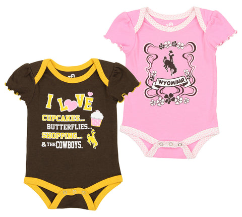 Outerstuff NCAA Infant Girls Wyoming Cowboys Love Two Pack Creeper