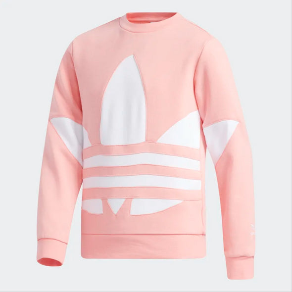 Adidas Girl's Youth Big Trefoil Crew Sweater, GloryPink/White