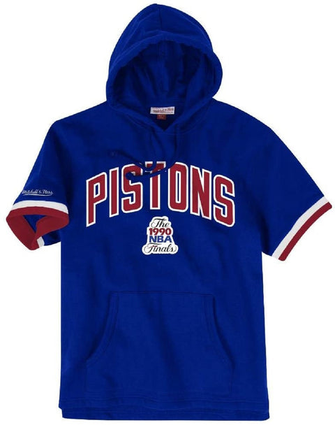 Mitchell & Ness NBA Youth (8-20) Detroit Pitsons Short Sleeve French Terry Hoodie, Blue