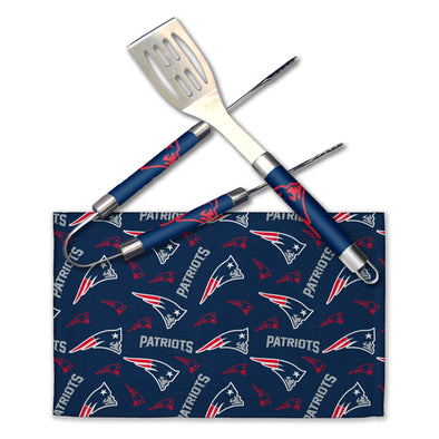 Northwest NFL New England Patriots Scatter Print 3 Piece BBQ Grill Set