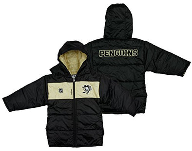 Reebok NHL Little Boys Kids Pittsburgh Penguins Center Ice Bubble Winter Jacket, Black
