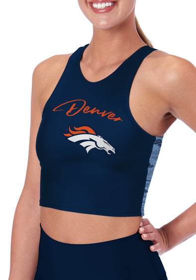 Certo By Northwest NFL Women's Denver Broncos Crosstown Midi Bra, Navy