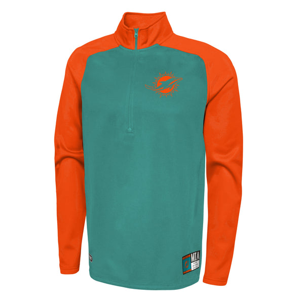 Outerstuff NFL Men's Miami Dolphins O-Line Performance 1/4 Zip Fleece Top