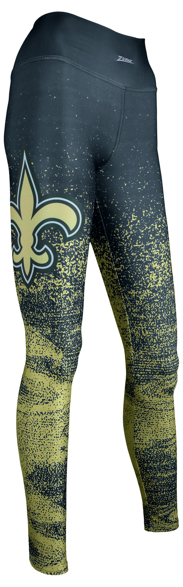 Zubaz NFL Women's New Orleans Saints Static Fade Leggings, Black/Tan