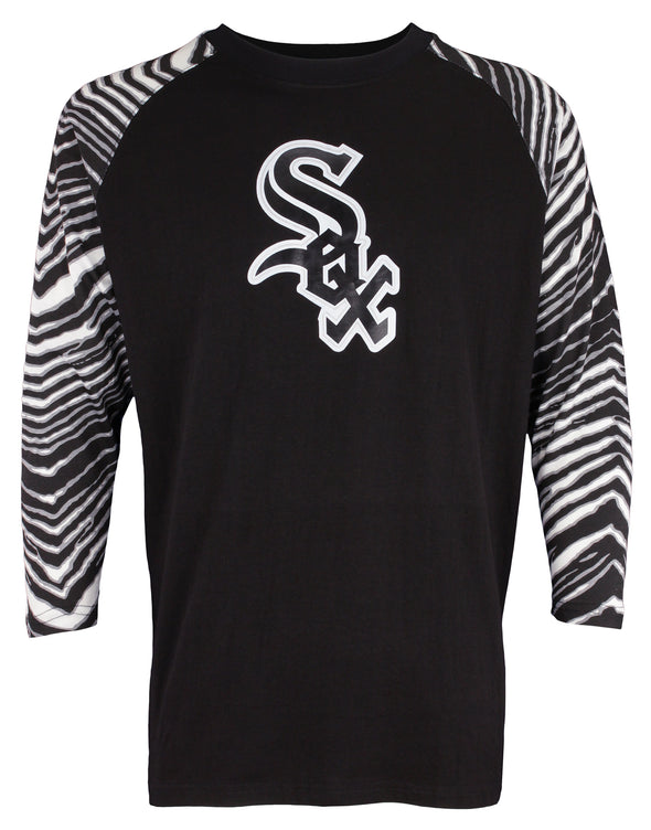 Zubaz MLB Men's Chicago White Sox 3/4 Zebra Sleeves Shirt, Black