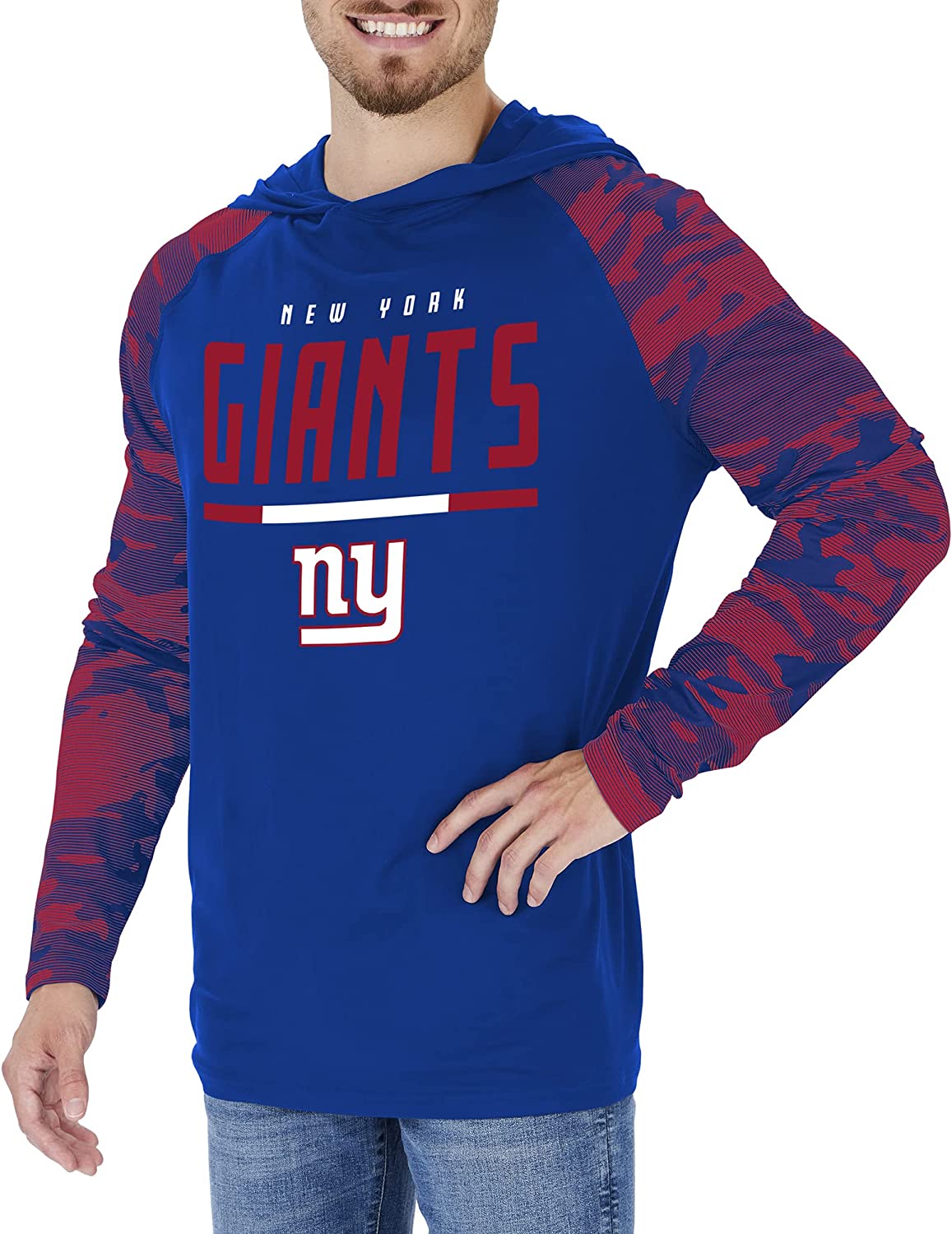 Zubaz NFL Men's New York Giants Solid Team Hoodie With Camo Lined Hood –  Fanletic