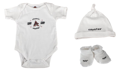 Phoenix Coyotes NHL Baby Boys Newborn Vintage Three Piece Boxed Gift Set