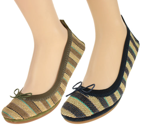 Yosi Samra Women's Sandrine Striped Jute Flats, 2 Color Options