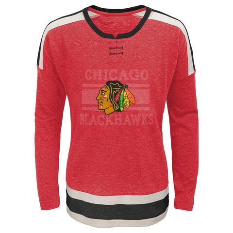Outerstuff NHL Youth Girls (7-16) Chicago Blackhawks Celly Hyper Slub Tee Shirt