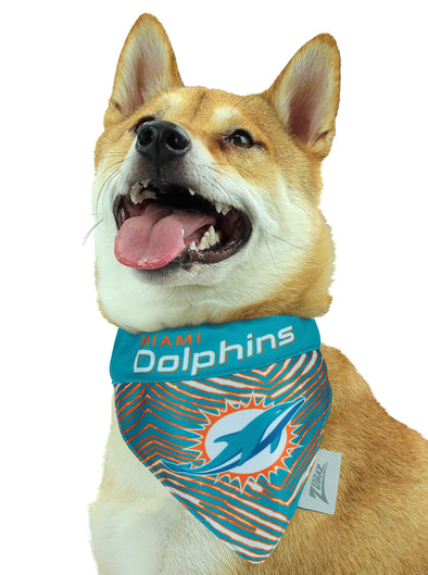 Zubaz Miami Dolphins NFL Team Reversible Pet Bandana for Dogs & Cats