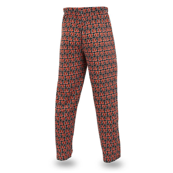 Zubaz NFL Football Men's Cincinnati Bengals Print Logo Comfy Pants, Black/Orange